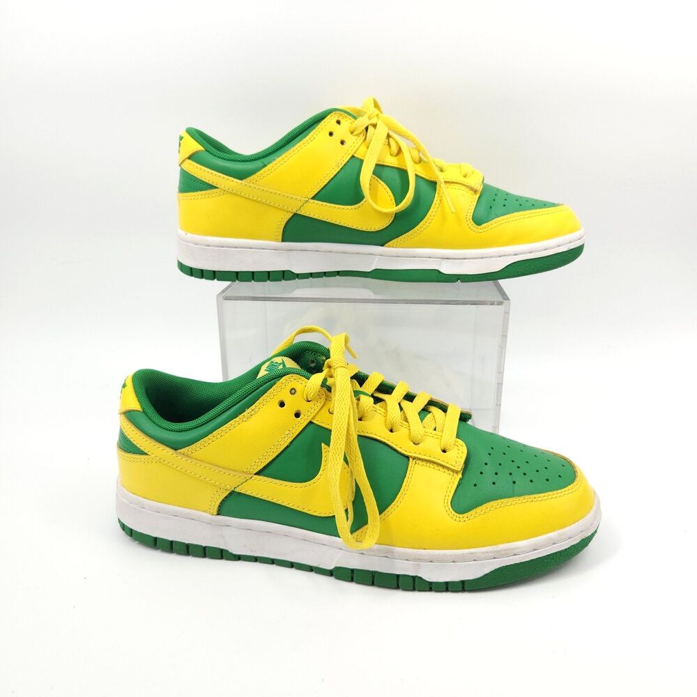 Nike Dunk Low Reverse Brazil  Shoes Men Size 9.5 DV0833 300 Yellow Green